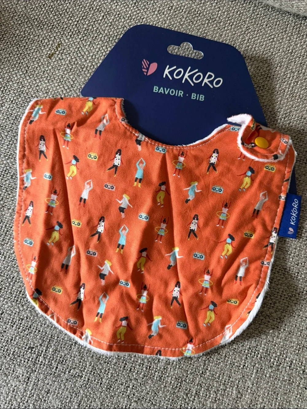 Orange Patterned Baby Bib